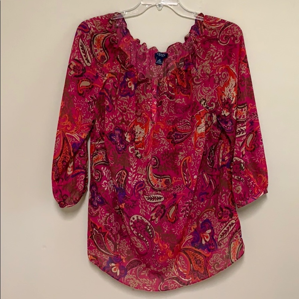 CHAPS multi color pink paisley / floral blouse